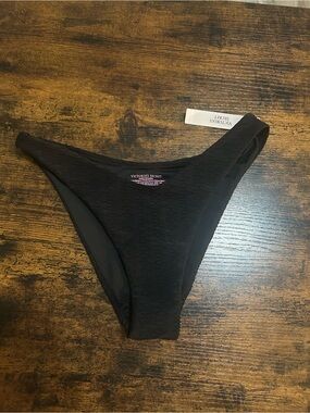 Victoria's Secret Black Textured High-Leg Bikini Bottom SMALL